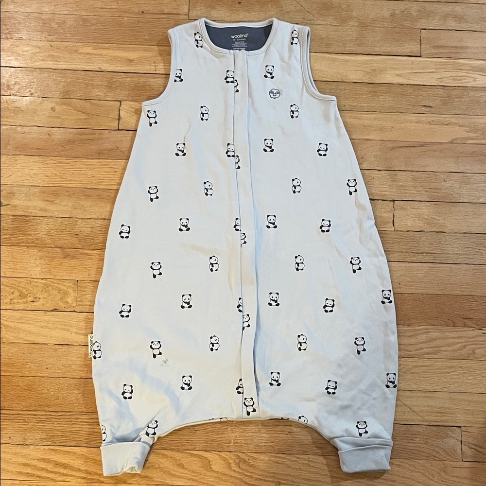 Woolino Baby Sleep Sack w Feet, Merino Wool & Organic Cotton, Panda, 18-36mo